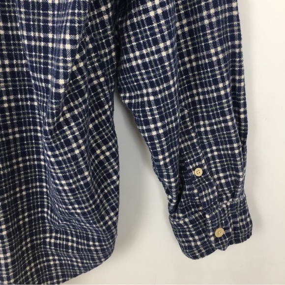 Vintage J Crew Men’s Plaid Flannel Button Down Shirt Blue White Casual Mens XL - Picture 8 of 8